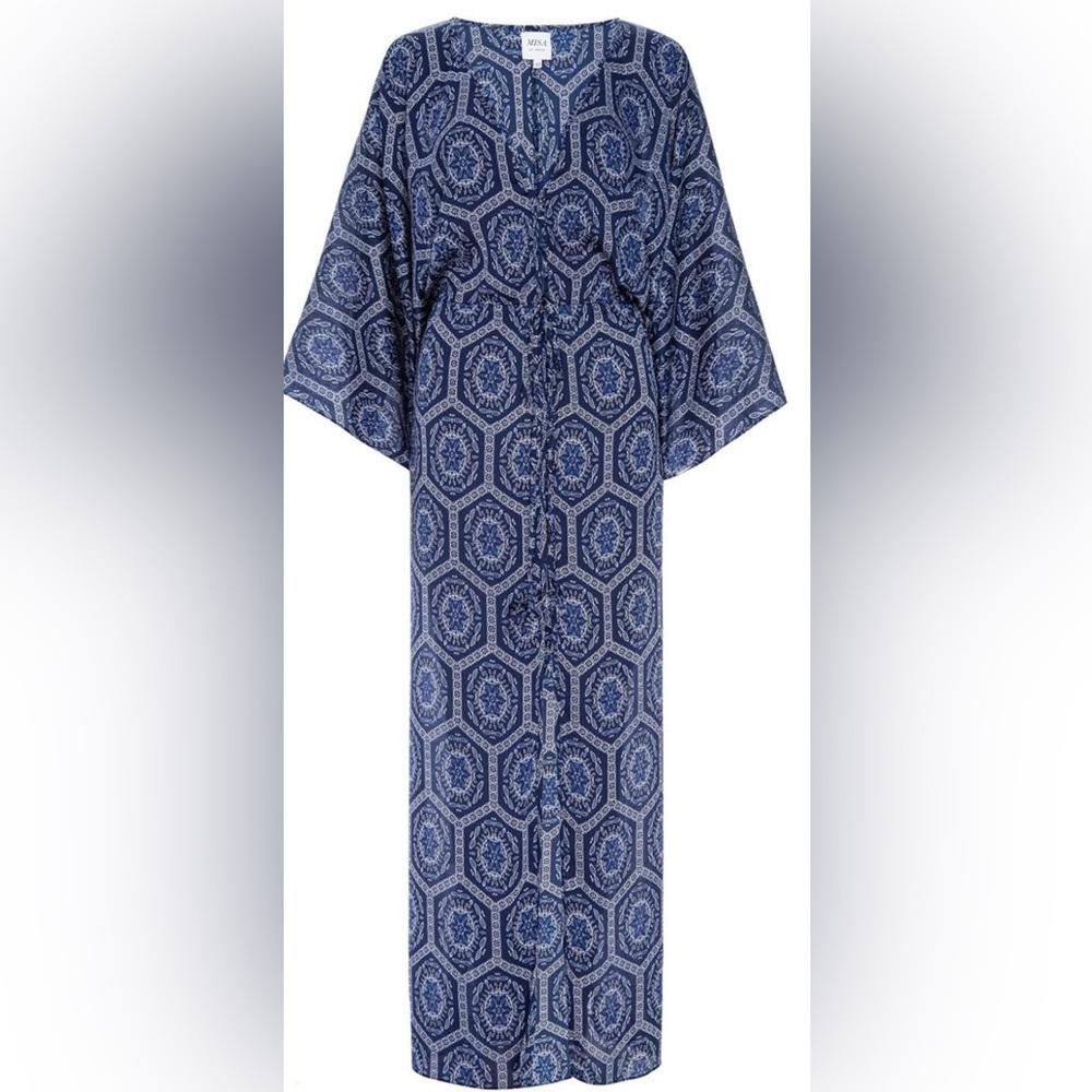 NWT MISA Los Angeles Veruschka cover up or maxi dress Blue printed size Small - Picture 2 of 10